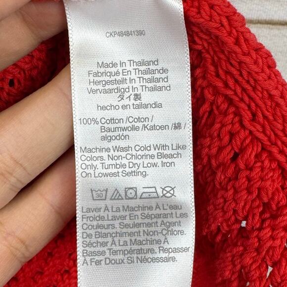 Madewell Crushed Watermelon Crochet-Knit Crewneck Sweater Tank Size Small - Picture 9 of 12